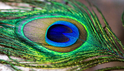beautiful close up peacock feather