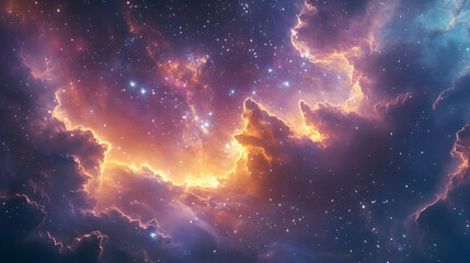 Obraz premium A vibrant cosmic nebula display of swirling light.