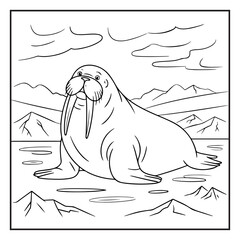 Walrus coloring page for kids