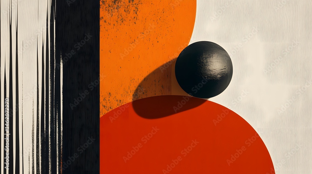 Poster abstract composition of layered circles and forms.