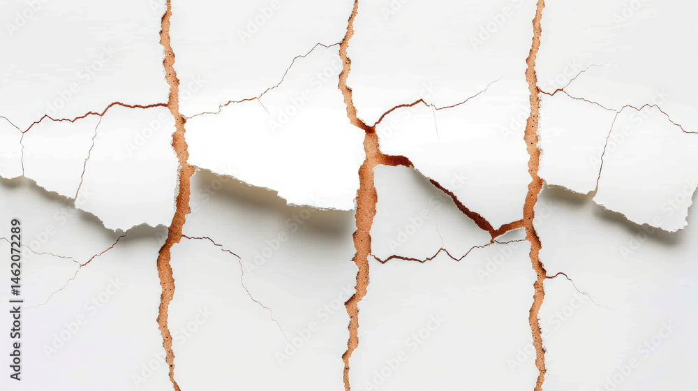 Poster cracked white surface with visible texture and torn edges creating an abstract background for design