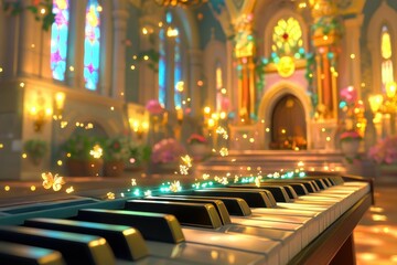 high detail picture of close up of musical keys indoors with beautiful lighting