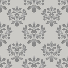 Damask seamless with gray floral pattern, vintage design, vector illustration elegant for textile, wall paper, bedding, curtains, cushion cover, rug, scarf, upholstery fabric, luxury design