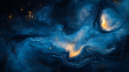 Abstract cosmic nebulae with swirling colors.