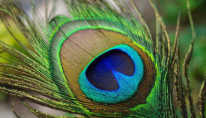 beautiful close up peacock feather
