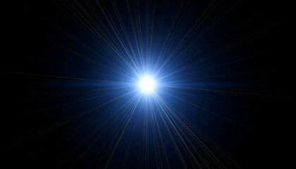 Obraz premium An abstract image showing a burst of white and blue light on a black background.