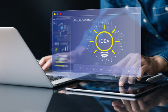 Ideas and creativity concepts with ai generative tool for create great work and inspiration.