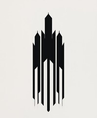 Obraz premium A minimalist crenelated castle rises majestically on a heraldic crest showcasing intricate architectural details. This unique design emphasizes strength and heritage with a bold aesthetic