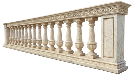 Elegant Marble Railing with Detailed Carvings and Pillars