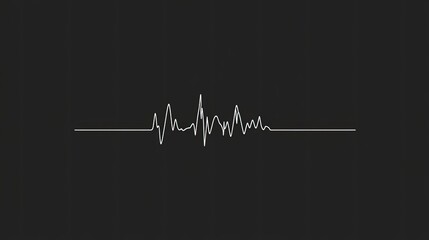 Abstract gray heartbeat line on black background.