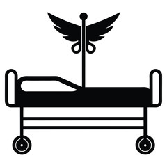 Hospital Bed with Wings Symbol Healthcare and Healing Icon