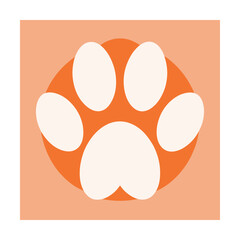 Simple and modern paw print design in peach and orange with soft minimalist aesthetic