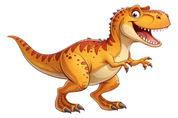Naklejka premium Cartoon Dinosaur Character Smiling With Bright Colors and Details
