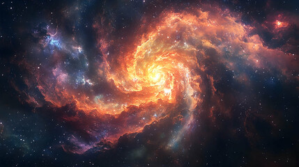 Fototapeta premium A swirling nebula of vibrant hues in the vast cosmos.