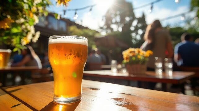 outdoor half pint of beer