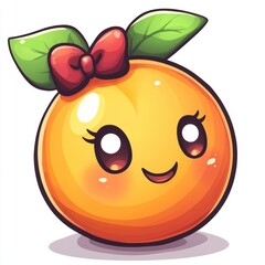 Cute Cartoon Orange Character in Whimsical Design with Smile and Colorful Leaves
