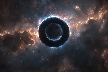 Naklejka premium Cosmic ring of dark matter in a nebula.