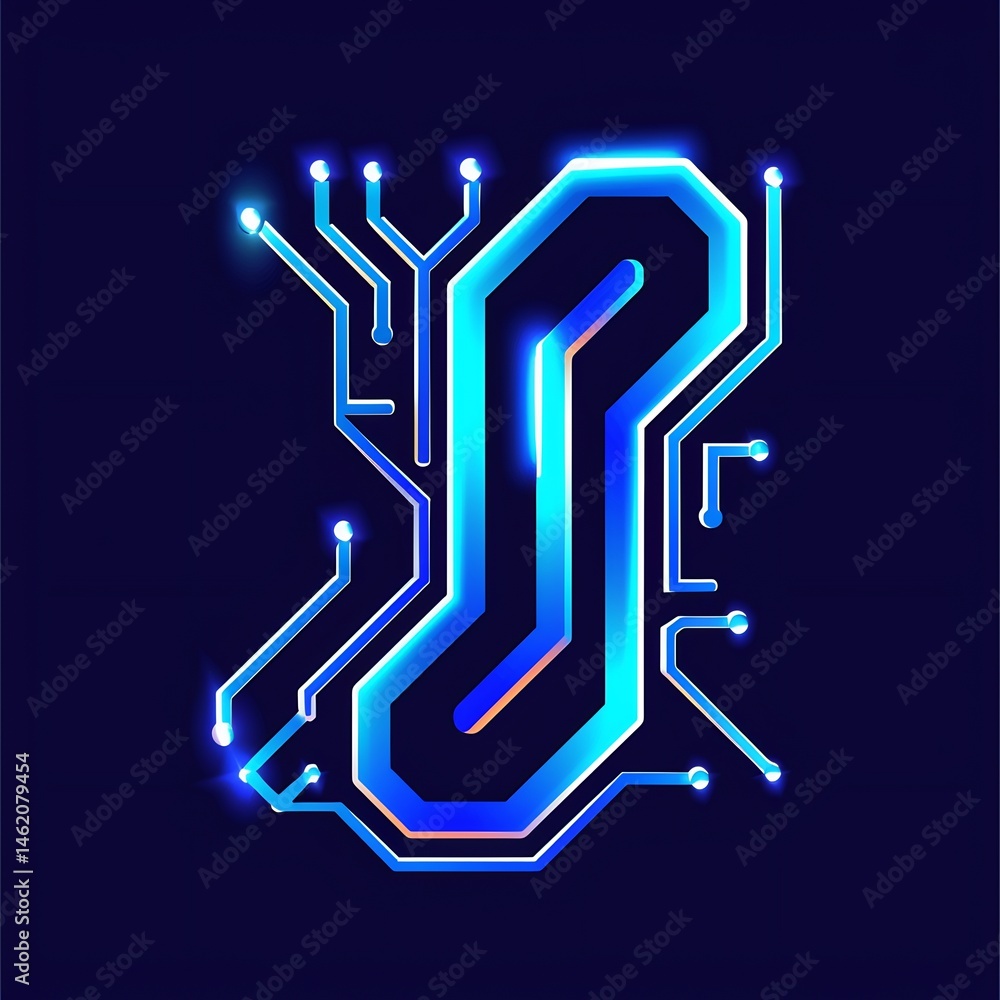 Aufkleber futuristic network architecture with illuminated connections and circuits illustration