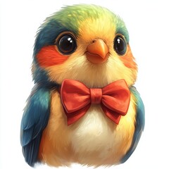 Vibrant Whimsical Illustrated Bird: Adorable Cartoon Character with Colorful Feathers
