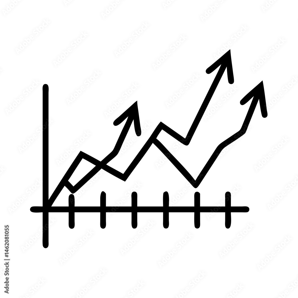 Poster growth chart with upward trends in minimalistic style