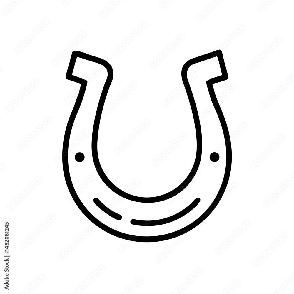 Poster horseshoe icon representing luck and protection in minimal style