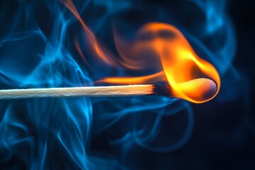 A close-up of a burning matchstick