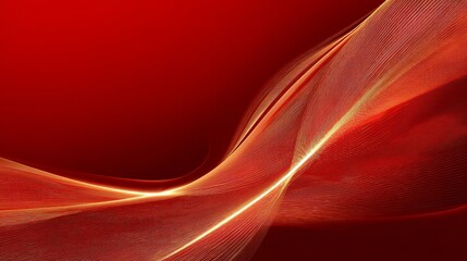 Abstract red gradient background with shining lines waves