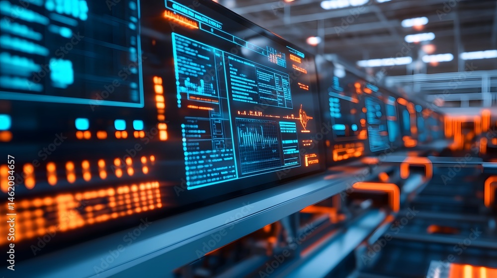 Poster digital hologram of factory data in a smart manufacturing environment.