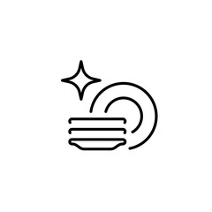 Washing dishes linear icon. Line customizable illustration. Contour symbol. Vector isolated outline drawing. Editable stroke
