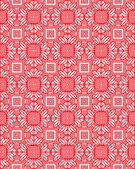 Detailed geometric design featuring a repetitive pattern of squares and lines in red and white, suitable for various applications