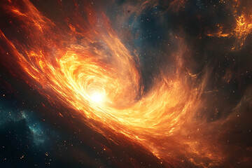 Fiery cosmic vortex in a swirling nebula.