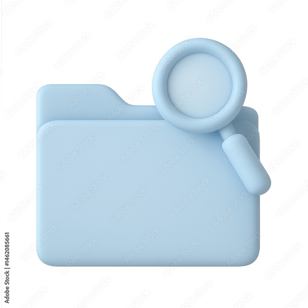 Poster file search icon: a simplified, yet impactful representation of a folder and magnifying glass symbol