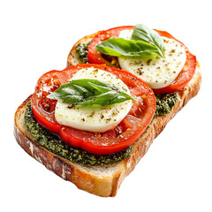 Delicious Caprese Toast Recipe Easy Italian Appetizer isolated on transparent background
