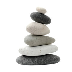 A perfect balance of zen stones stacked delicately on each other. This arrangement brings a sense of peace and tranquility