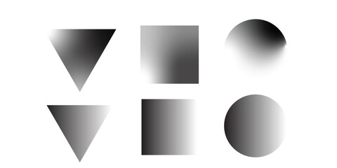 Black Noise Texture Dotted Various Figures Square Circle Triangle Hexagon Octagon Design Elements Vector Set. Different Variations Halftone Handdrawn Dotwork Shapes With Dust Grainy Texture Collection