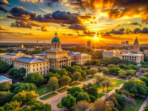 Aggieland Sunset: Low Light Texas A&M Campus Panorama