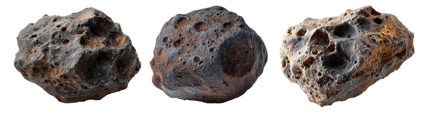 meteorites  isolated on transparent background	
