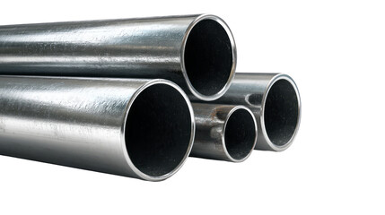 Fototapeta premium Steel pipes of various sizes isolated on transparent background 