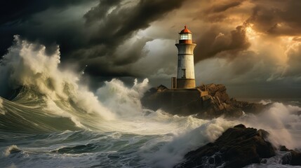 Obraz premium nature light house in storm