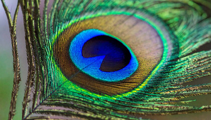 Fototapeta premium beautiful close up peacock feather