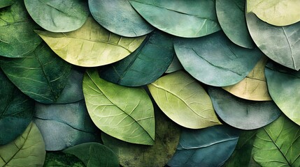 Obraz premium A close-up view of textured leaves in varying shades of green.