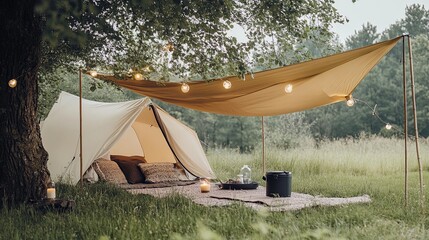 Stylish camping setup with hammock..