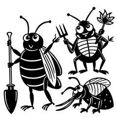 set of cartoon insects