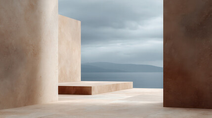 coastal cliff in albania under overcast sky showcasing natural symmetry
