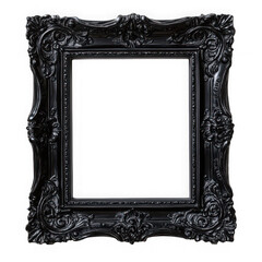 Ornate black frame, victorian style isolated on transparent background