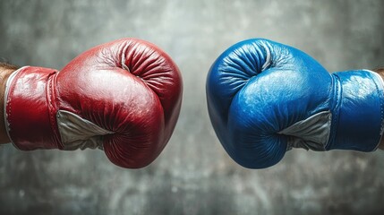 Red and blue boxing gloves facing off