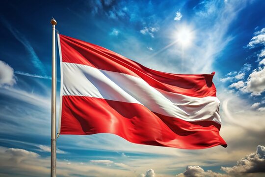 Austrian Flag Waving Proudly:  A Majestic Image of National Pride