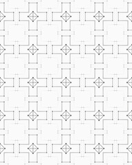 A seamless geometric design showcases a repeated pattern of crosses and diamonds, creating a striking visual effect on a white surface