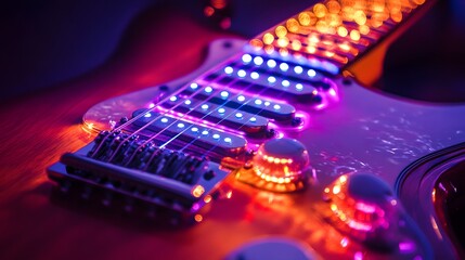 Close-up of a colorful electric guitar