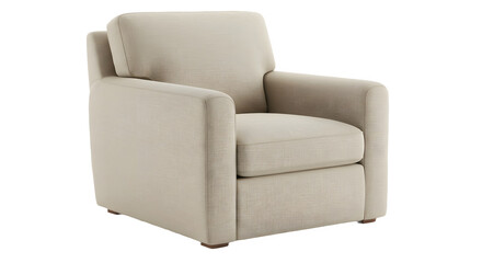 Beige armchair, modern design, comfortable seating.